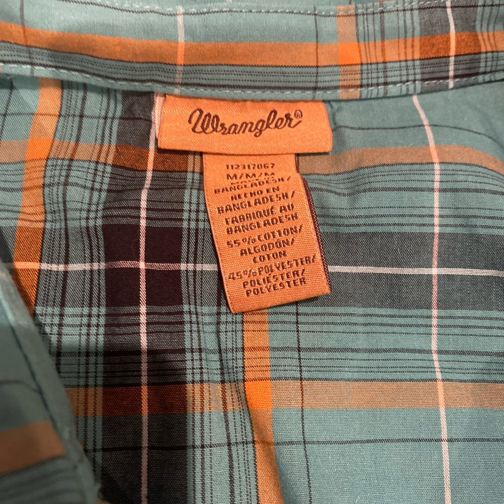 Wrangler Plaid Shirt in Teal and Orange
